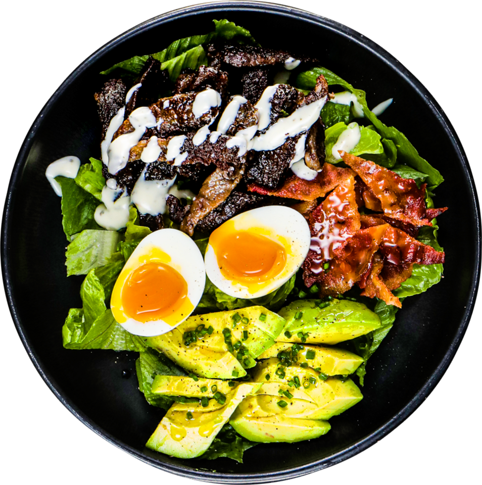 Steak Salad with Bacon, Egg, Avocado & Buttermilk Dressing (Keto